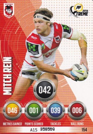 2016 NRL Xtreme Common Card - Base 154 Mitch Rein St George Dragons