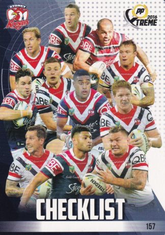 2016 NRL Xtreme Common Card - Base 157 Checklist Sydney Roosters