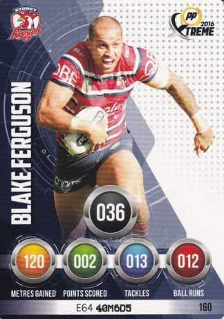 2016 NRL Xtreme Common Card - Base 160 Blake Ferguson Sydney Roosters