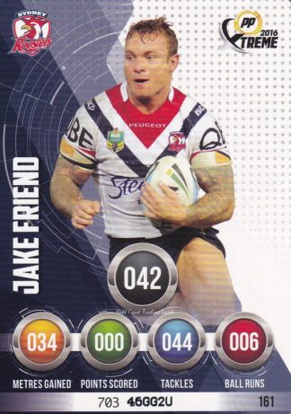 2016 NRL Xtreme Common Card - Base 161 Jake Friend Sydney Roosters