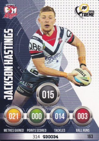 2016 NRL Xtreme Common Card - Base 163 Jackson Hastings Sydney Roosters