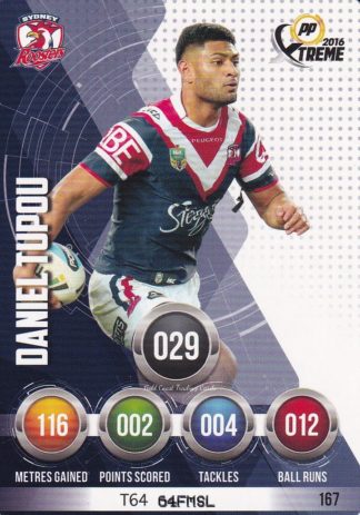 2016 NRL Xtreme Common Card - Base 167 Daniel Tupou Sydney Roosters
