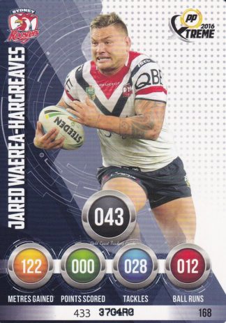 2016 NRL Xtreme Common Card - Base 168 Jared Waerea-Hargreaves Sydney Roosters
