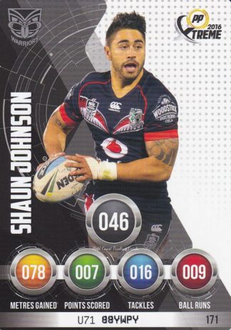 2016 NRL Xtreme Common Card - Base 171 Shaun Johnson Warriors