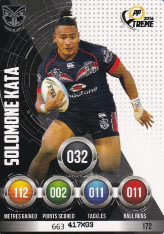 2016 NRL Xtreme Common Card - Base 172 Solomone Kata Warriors