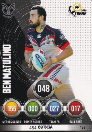 2016 NRL Xtreme Common Card - Base 177 Ben Matulino Warriors