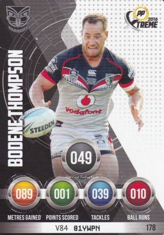 2016 NRL Xtreme Common Card - Base 178 Bodene Thompson Warriors