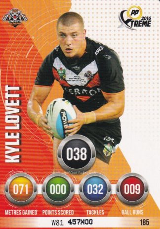 2016 NRL Xtreme Common Card - Base 185 Kyle Lovett Wests Tigers