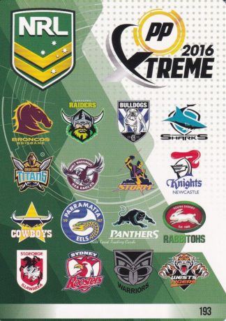 2016 NRL Xtreme Common Card - Base 193 Header Card
