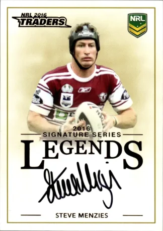 2016 NRL Traders Legends Signature Card - L8 Steve Menzies Manly Sea Eagles