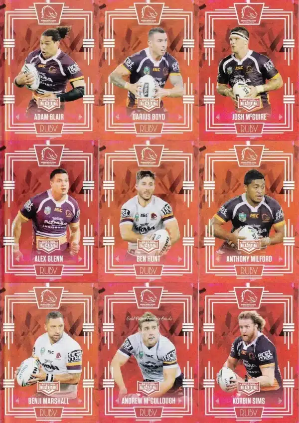 2017 NRL Elite Ruby Mojo Set - Brisbane Broncos Team Set