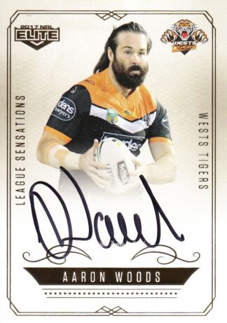 2017 NRL Elite League Sensations Signature - LS16 Aaron Woods Wests Tigers