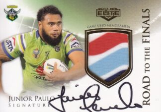 2017 NRL Elite Road To The Finals Jersey Patch Signature - RFS1 Junior Paulo Canberra Raiders