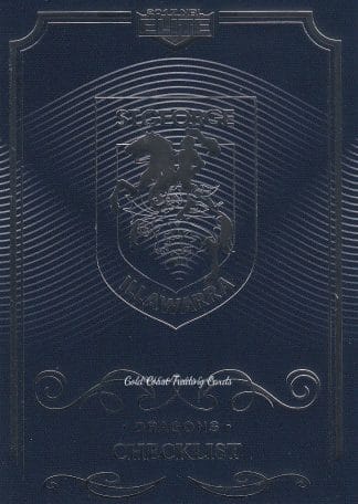 2017 NRL Elite Common Card - Base 121 Checklist St George Dragons