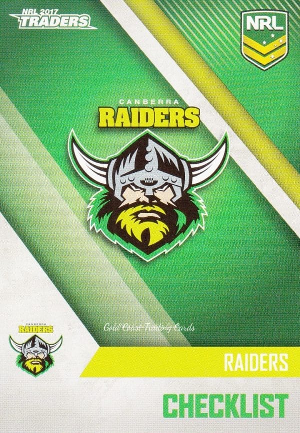 2017 NRL Traders Common Card - Base 011 Checklist Canberra Raiders