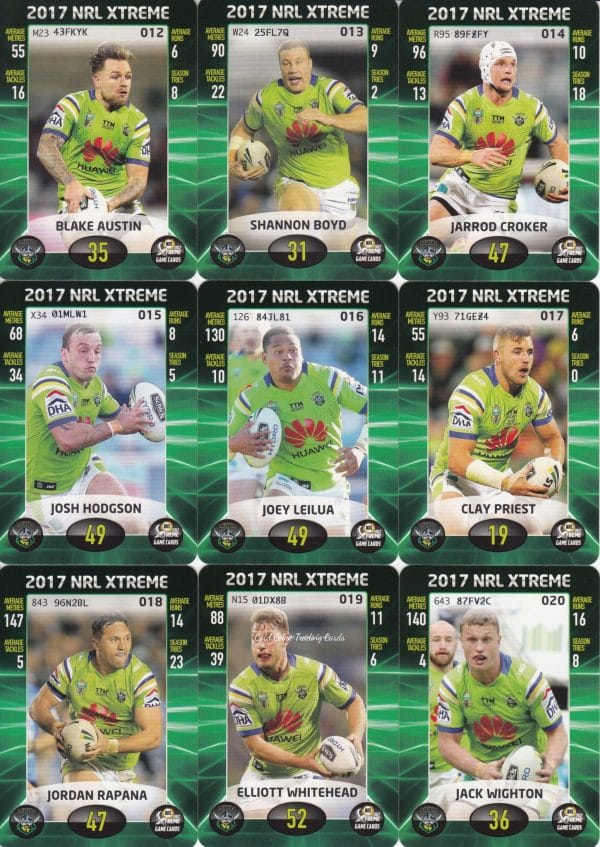 2017 NRL Xtreme Base Team Set - Canberra Raiders