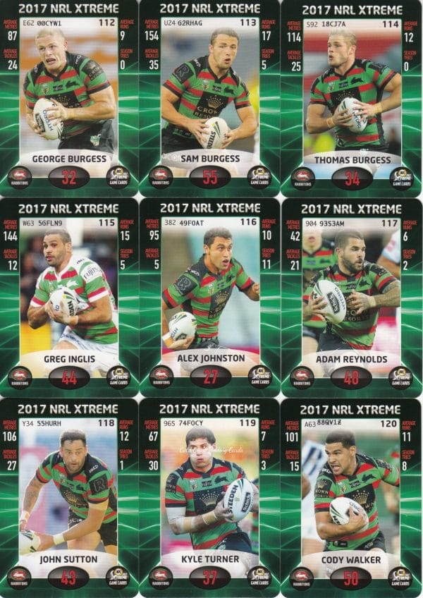 2017 NRL Xtreme Base Team Set - South Sydney Rabbitohs