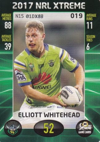 2017 NRL Xtreme Common Card - Base 019 Elliott Whitehead Canberra Raiders