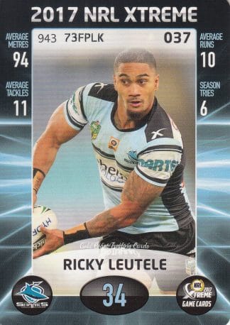 2017 NRL Xtreme Common Card - Base 037 Ricky Leutele Cronulla Sharks