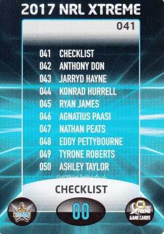 2017 NRL Xtreme Common Card - Base 041 Checklist Gold Coast Titans