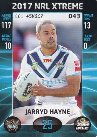 2017 NRL Xtreme Common Card - Base 043 Jarryd Hayne Gold Coast Titans