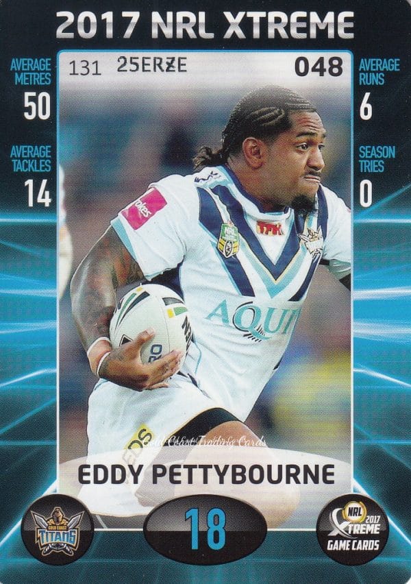 2017 NRL Xtreme Common Card - Base 048 Eddy Pettybourne Gold Coast Titans
