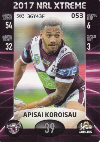 2017 NRL Xtreme Common Card - Base 053 Apisai Koroisau Manly Sea Eagles