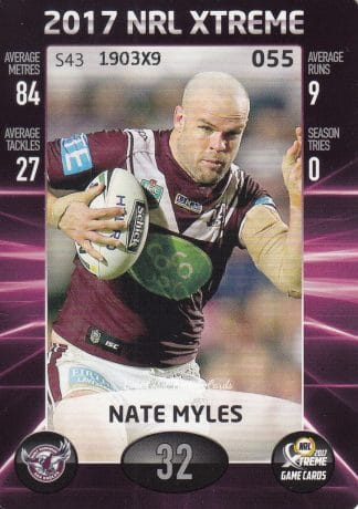 2017 NRL Xtreme Common Card - Base 055 Nate Myles Manly Sea Eagles