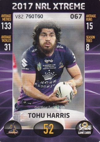 2017 NRL Xtreme Common Card - Base 067 Tohu Harris Melbourne Storm