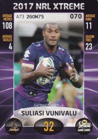 2017 NRL Xtreme Common Card - Base 070 Suliasi Vunivalu Melbourne Storm