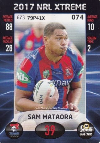 2017 NRL Xtreme Common Card - Base 074 Sam Mataora Newcastle Knights