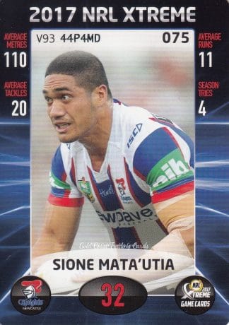 2017 NRL Xtreme Common Card - Base 075 Sione Mata'utia Newcastle Knights