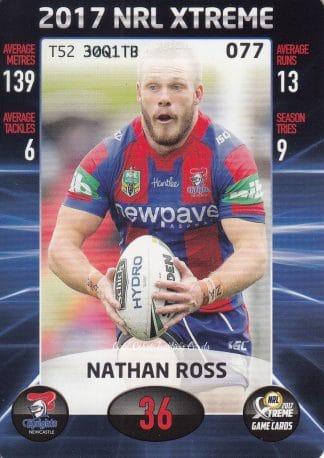 2017 NRL Xtreme Common Card - Base 077 Nathan Ross Newcastle Knights
