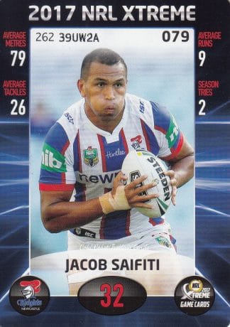 2017 NRL Xtreme Common Card - Base 079 Jacob Saifiti Newcastle Knights