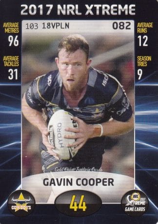 2017 NRL Xtreme Common Card - Base 082 Gavin Cooper North QLD Cowboys