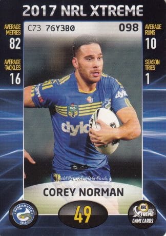 2017 NRL Xtreme Common Card - Base 098 Corey Norman Parramatta Eels