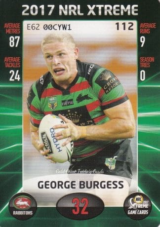 2017 NRL Xtreme Common Card - Base 112 George Burgess South Sydney Rabbitohs