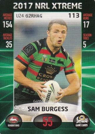 2017 NRL Xtreme Common Card - Base 113 Sam Burgess South Sydney Rabbitohs