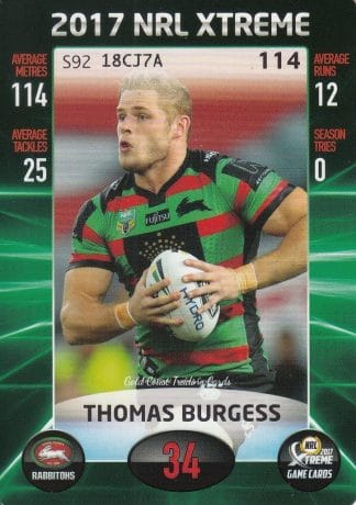 2017 NRL Xtreme Common Card - Base 114 Thomas Burgess South Sydney Rabbitohs