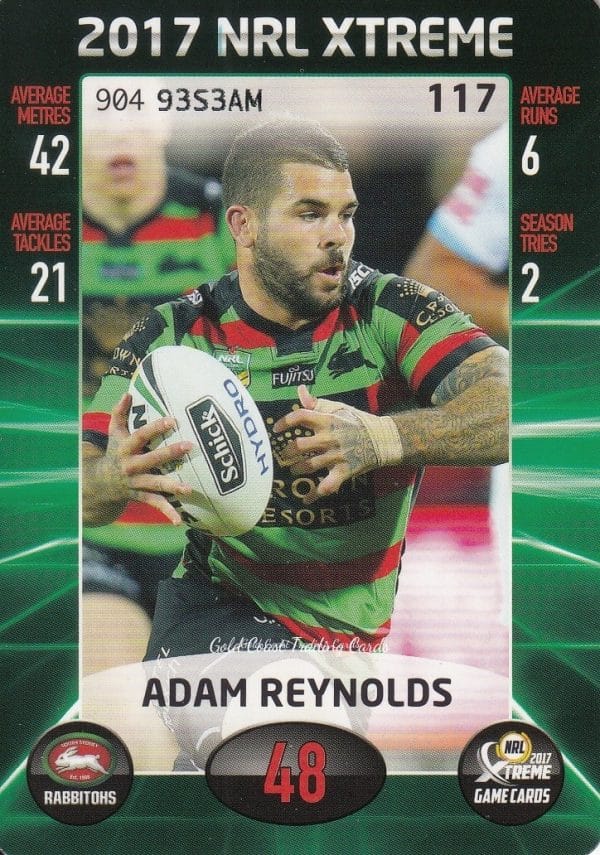 2017 NRL Xtreme Common Card - Base 117 Adam Reynolds South Sydney Rabbitohs