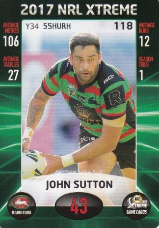 2017 NRL Xtreme Common Card - Base 118 John Sutton South Sydney Rabbitohs