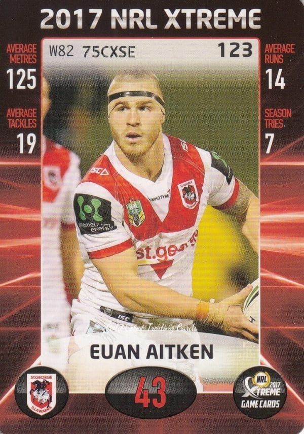 2017 NRL Xtreme Common Card - Base 123 Euan Aitken St George Dragons