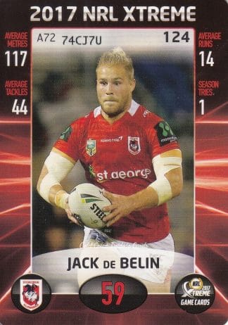 2017 NRL Xtreme Common Card - Base 124 Jack De Belin St George Dragons