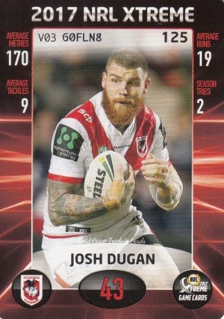 2017 NRL Xtreme Common Card - Base 125 Josh Dugan St George Dragons