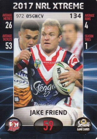 2017 NRL Xtreme Common Card - Base 134 Jake Friend Sydney Roosters
