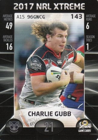 2017 NRL Xtreme Common Card - Base 143 Charlie Gubb Warriors