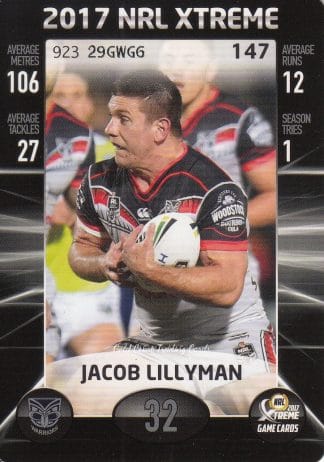 2017 NRL Xtreme Common Card - Base 147 Jacob Lillyman Warriors