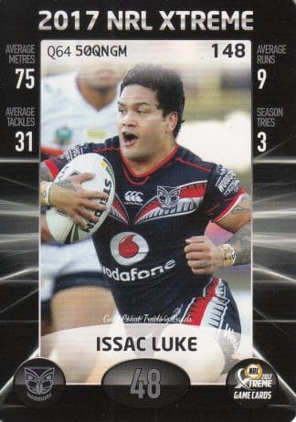 2017 NRL Xtreme Common Card - Base 148 Issac Luke Warriors