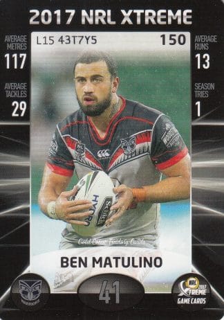 2017 NRL Xtreme Common Card - Base 150 Ben Matulino Warriors