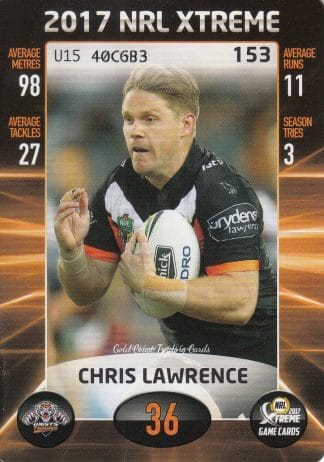 2017 NRL Xtreme Common Card - Base 153 Chris Lawrence Wests Tigers